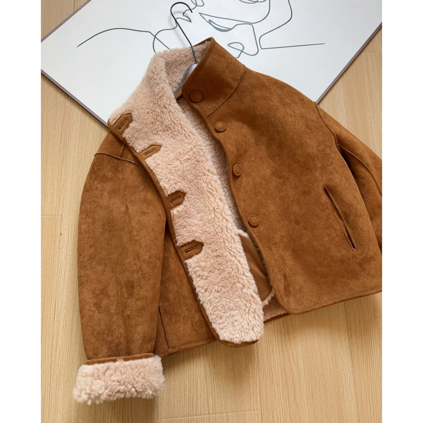 双面穿~！皮毛一体 100%绵羊毛麂皮绒立领厚实夹克外套秋冬女,女装/女士精品,皮草,淘宝优惠券,粉丝福利购,淘宝优惠卷