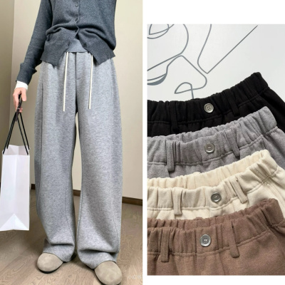 神裤秋冬2.0 ~ 双面绒空气层  质感羊毛混纺休闲阔腿茧型弯刀裤女