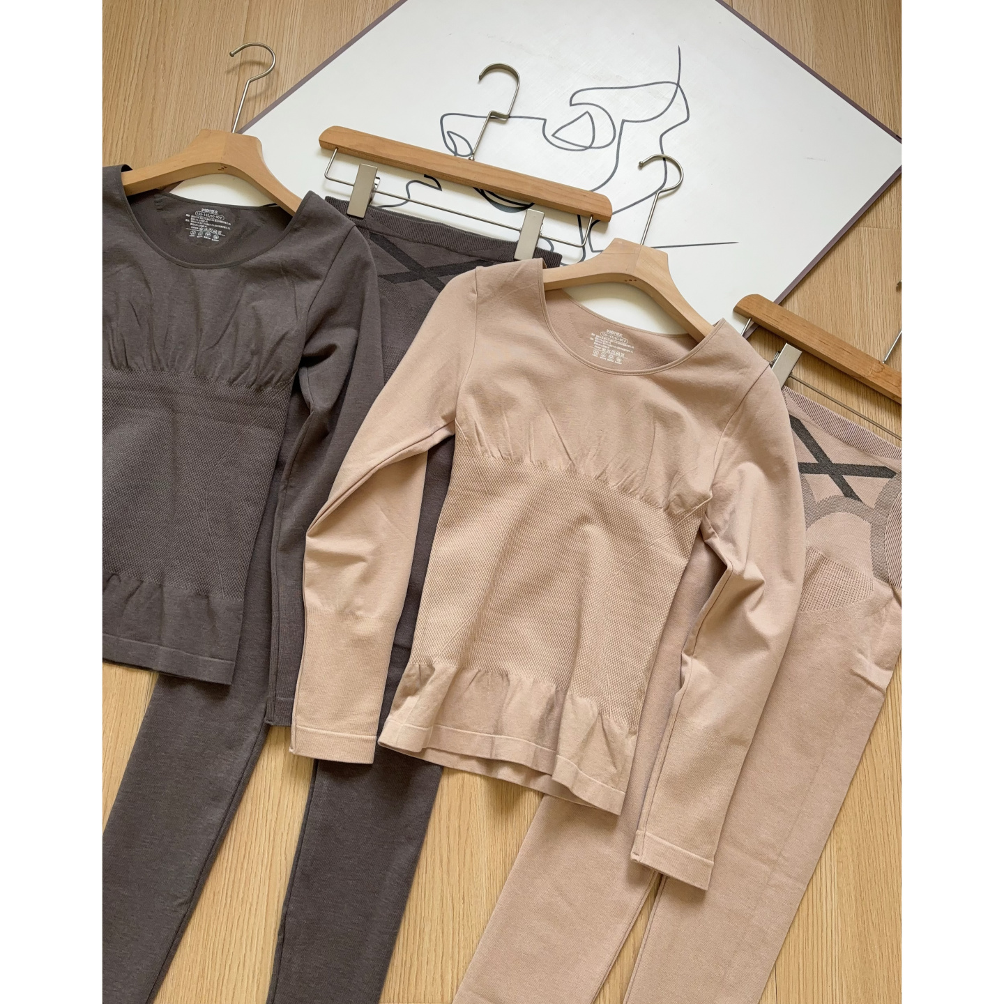 保暖超贴合~！塑身修身型  山羊绒混高弹力圆领打底内衣套装女冬