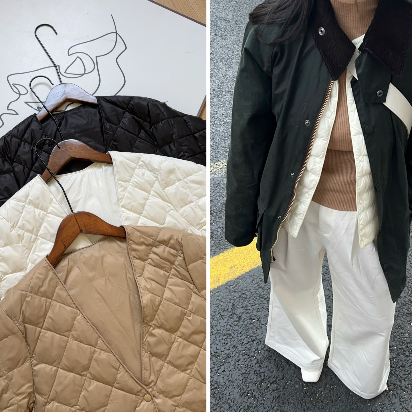 怕冷星人的打底~ 内搭叠穿  V领合身长袖轻薄款内胆羽绒服外套女