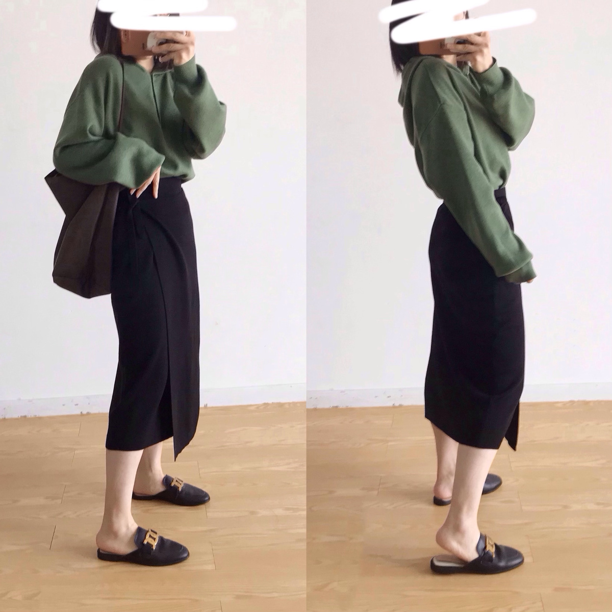 来自Er~ 含50%羊毛  不规则叠片围裹式  通勤显瘦高腰针织半身裙