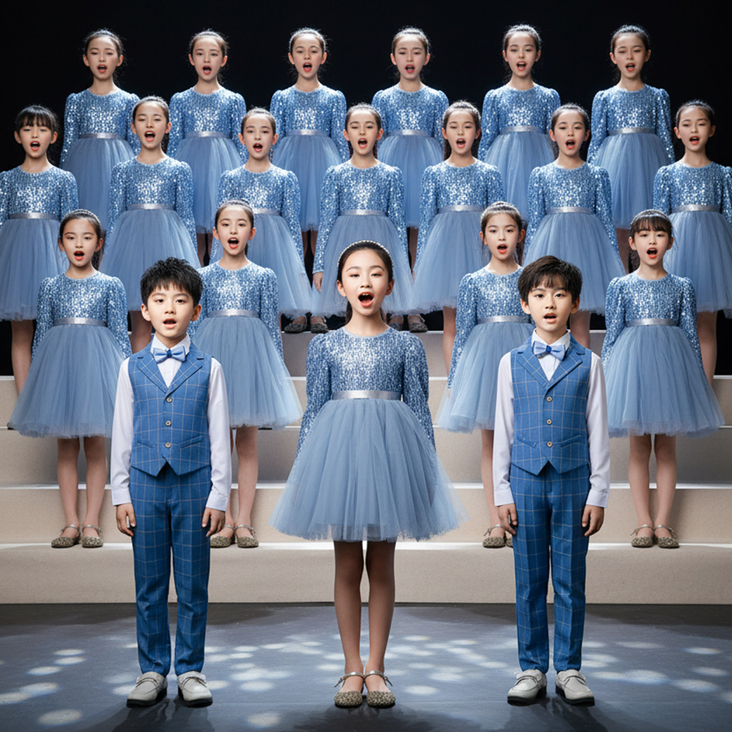 元旦儿童合唱朗诵演出服小学生爱国女童合唱团红歌演讲比赛礼服装图片