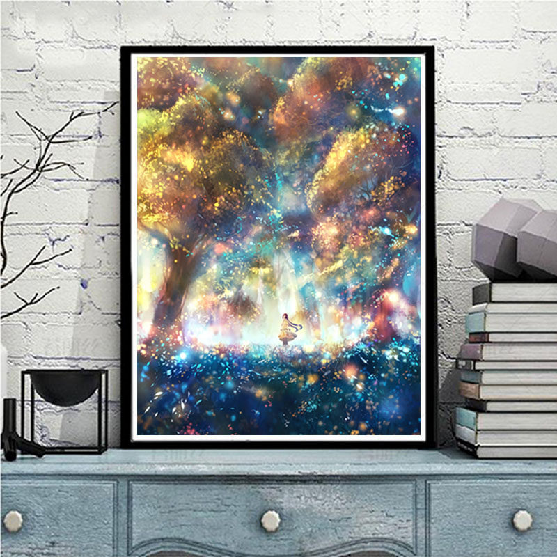 数字油画diy 卧室人物卡通动漫水彩手绘填色画油彩装饰画遥望天空