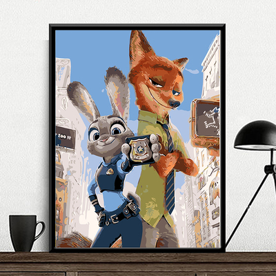 数字油画diy客厅卡通疯狂动物城