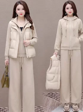 通勤风防寒服三件套女2026冬季新款加厚保暖休闲套装时尚气质穿搭