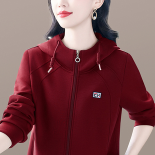 通勤风连帽拉链开衫女2026春秋新款宽松百搭时尚休闲外套女士上衣