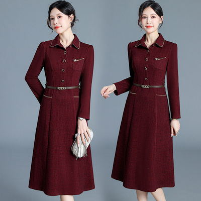 2025新款秋冬款时尚气质连衣裙女百搭休闲修身显瘦中长款打底裙子