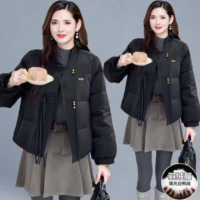 时尚韩版修身短款羽绒服女2025冬季新款黑色显瘦保暖白鸭绒外套潮