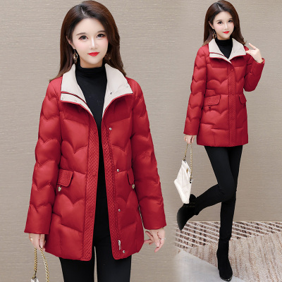 时尚修身中长款羽绒服女2025新款冬季立领加厚保暖显瘦洋气外套潮