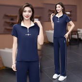 女2026夏季 T恤阔腿裤 新款 宽松短袖 休闲两件套 时尚 简约运动风套装