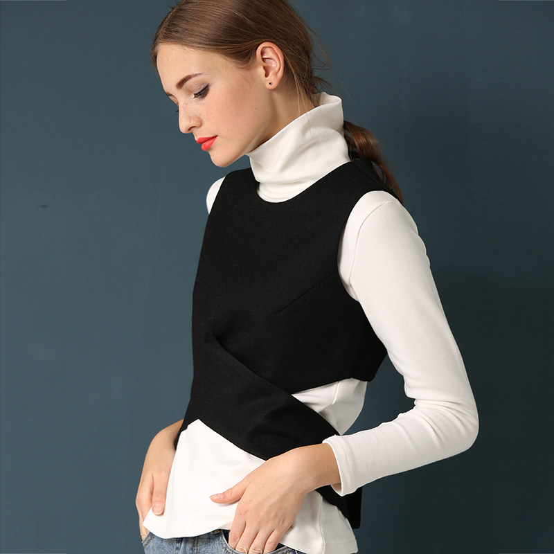 新款秋冬毛呢女士马甲修身显瘦休闲百搭韩版春秋背心收腰外搭