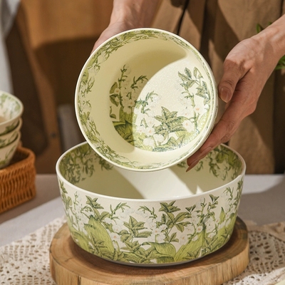 幸福铃兰花陶瓷汤碗6寸拉面碗