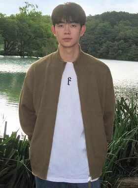 立领针织开衫外套男士春秋冬季2026新款慵懒风外穿宽松休闲毛衣潮