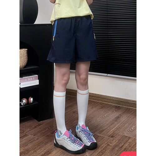 紫色速干短裤女款夏薄款百搭户外多巴胺裤子透气情侣羽毛球运动裤