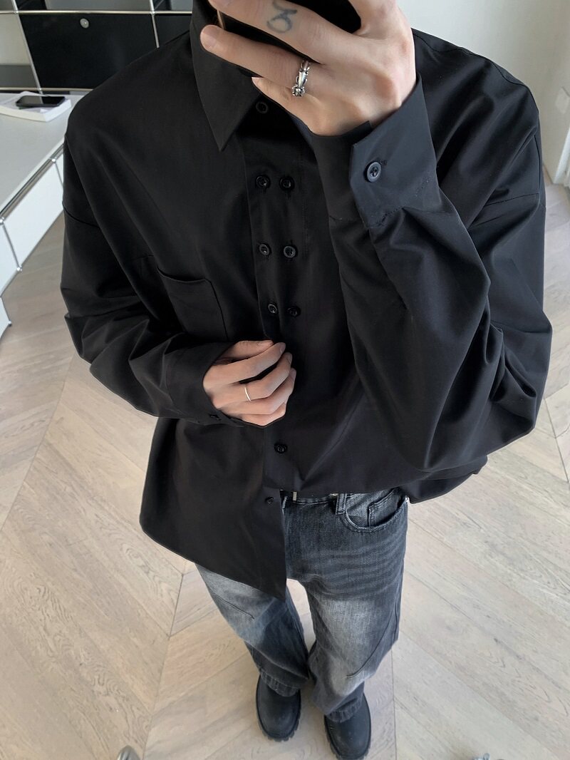 24设计师款双排潮痞帅美式长袖衬衫XZ507-1CS1003P55大货备,男装衬衫,星座507-1