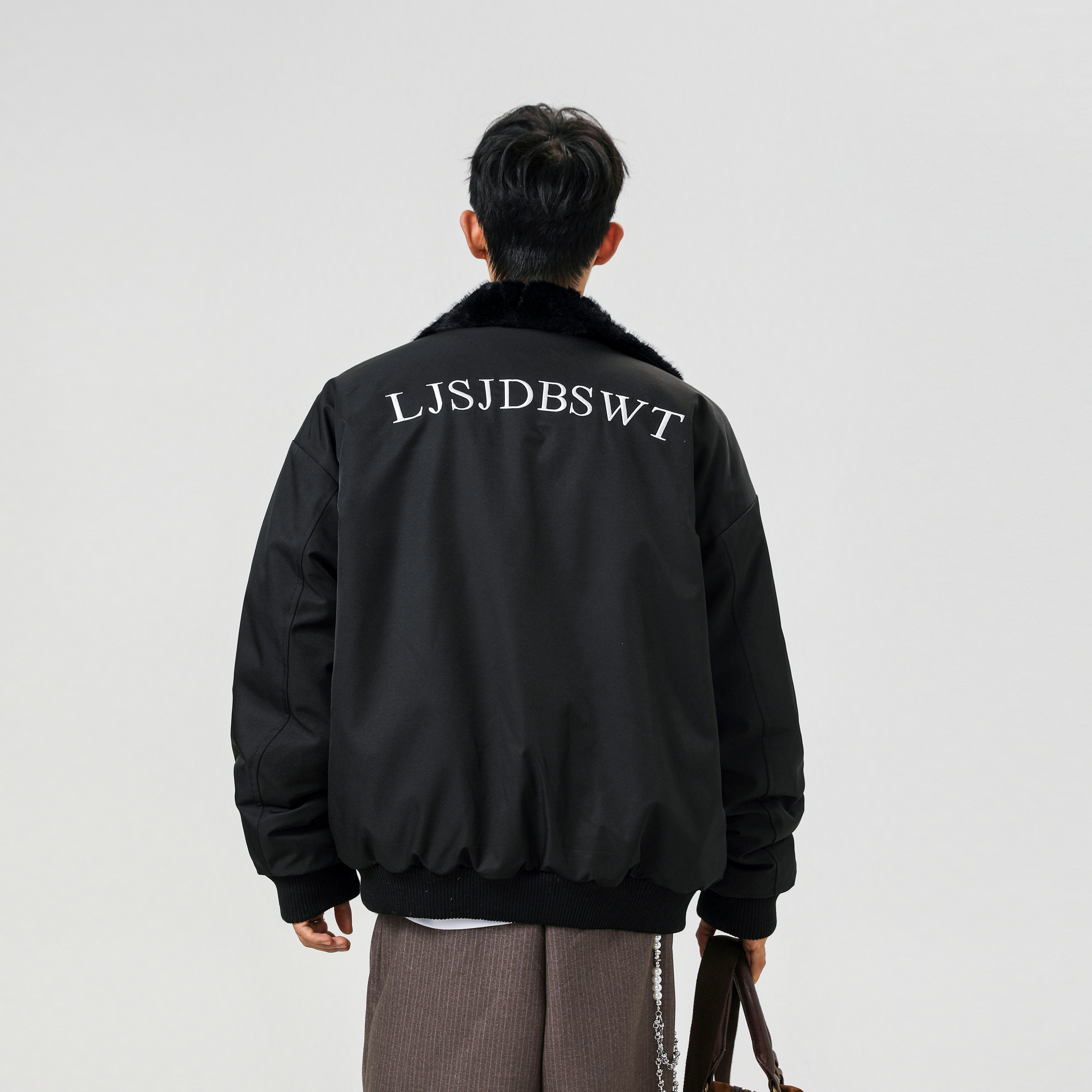 双面穿刺绣反领夹克宽松皮草保暖外套XZ507-1MY8022P125大货备，男装夹克，星座507-1