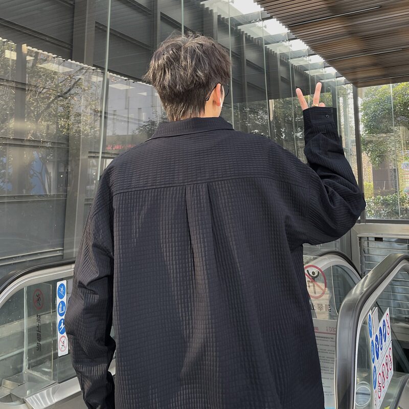 26定制工装衬衫日系宽松潮流长袖衬衫XZ507-1CS1058P45大货备,男装衬衫,星座507-1