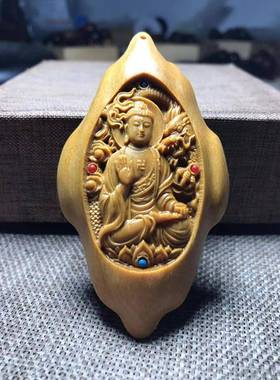 小盒子芭比檀香木释迦摩尼佛祖挂件无事牌护身吊坠随型挂件手把件