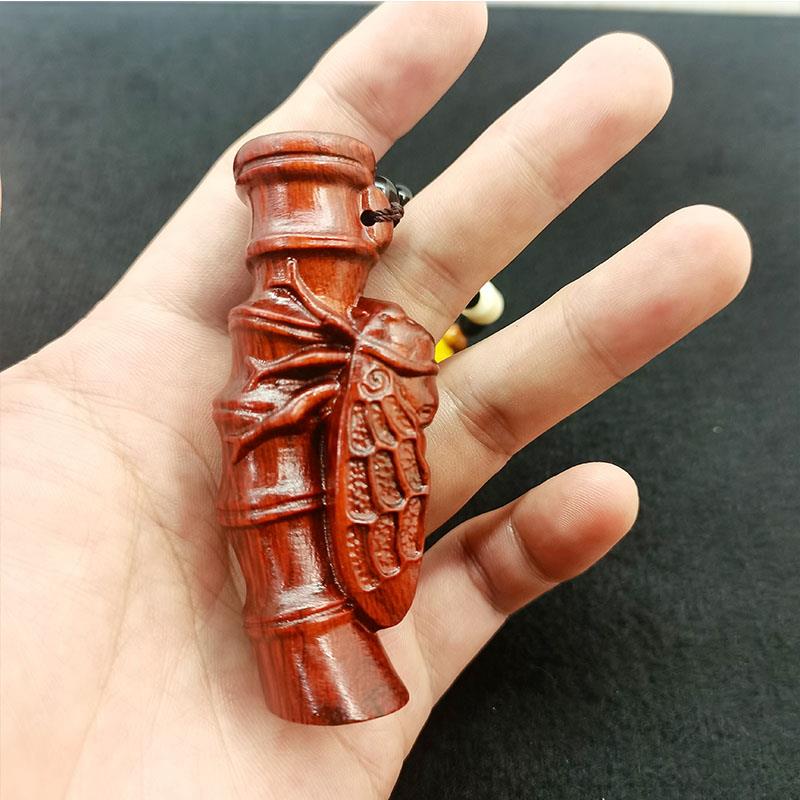 印度小叶紫檀木雕一鸣惊人金蝉吊坠挂件木质文玩工艺品手把件挂件