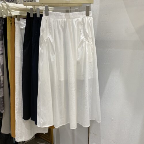 简约高腰A字半身裙女2026夏季速干松紧腰中长款显瘦大遮胯摆伞裙