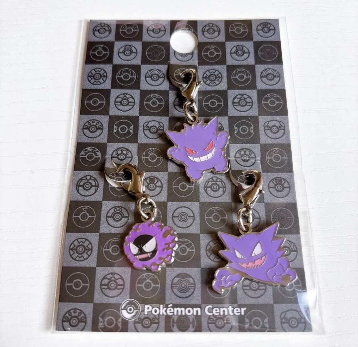 现货日本宝可梦pc中心限定 耿鬼 鬼斯 鬼斯通 全国图鉴金属钥匙扣