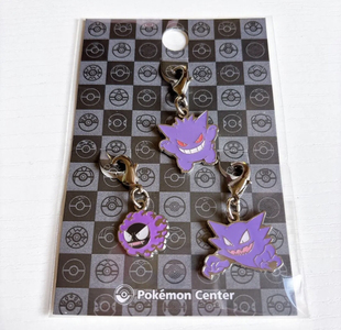 现货日本宝可梦pc中心限定 耿鬼 鬼斯 鬼斯通 全国图鉴金属钥匙扣