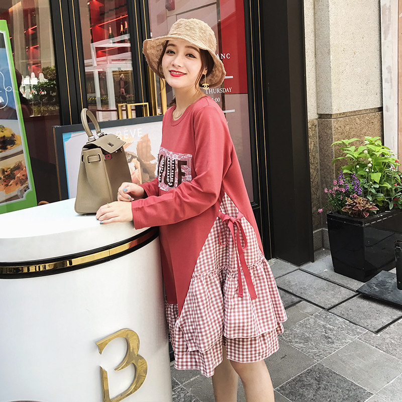 孕妇装2020秋款宽松可爱孕妇秋装上衣女潮妈外出减龄时尚款连衣裙