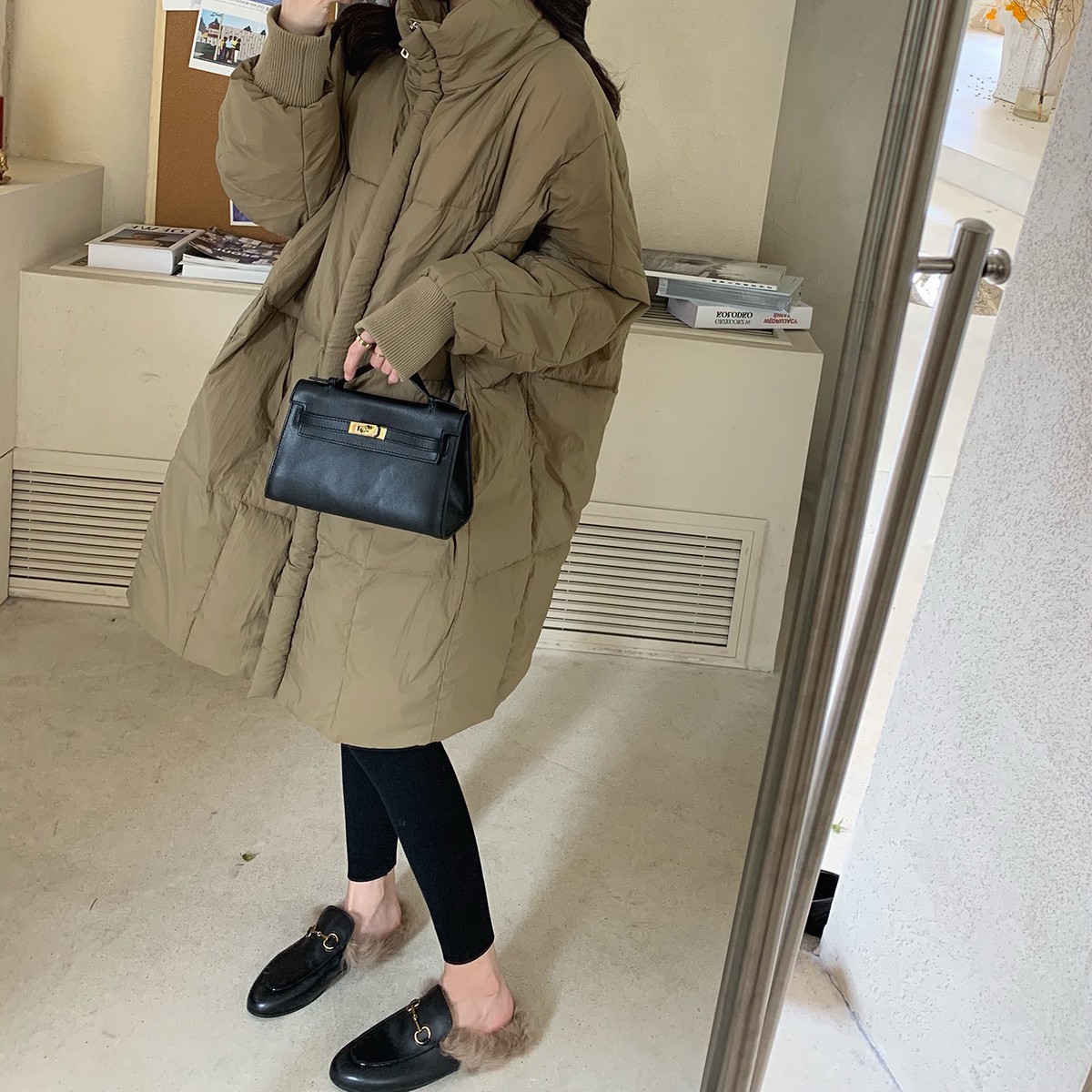 大码棉衣女冬中长款宽松设计感