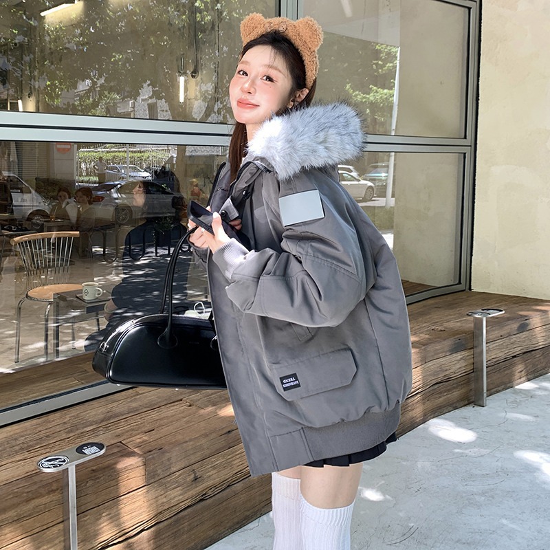 羽绒棉服女冬季新款美式工装服加厚棉袄韩版宽松棉衣外套