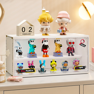 小鸡盲盒收纳展示架集装箱盒防尘加厚透明亚克力泡泡玛特手办盒