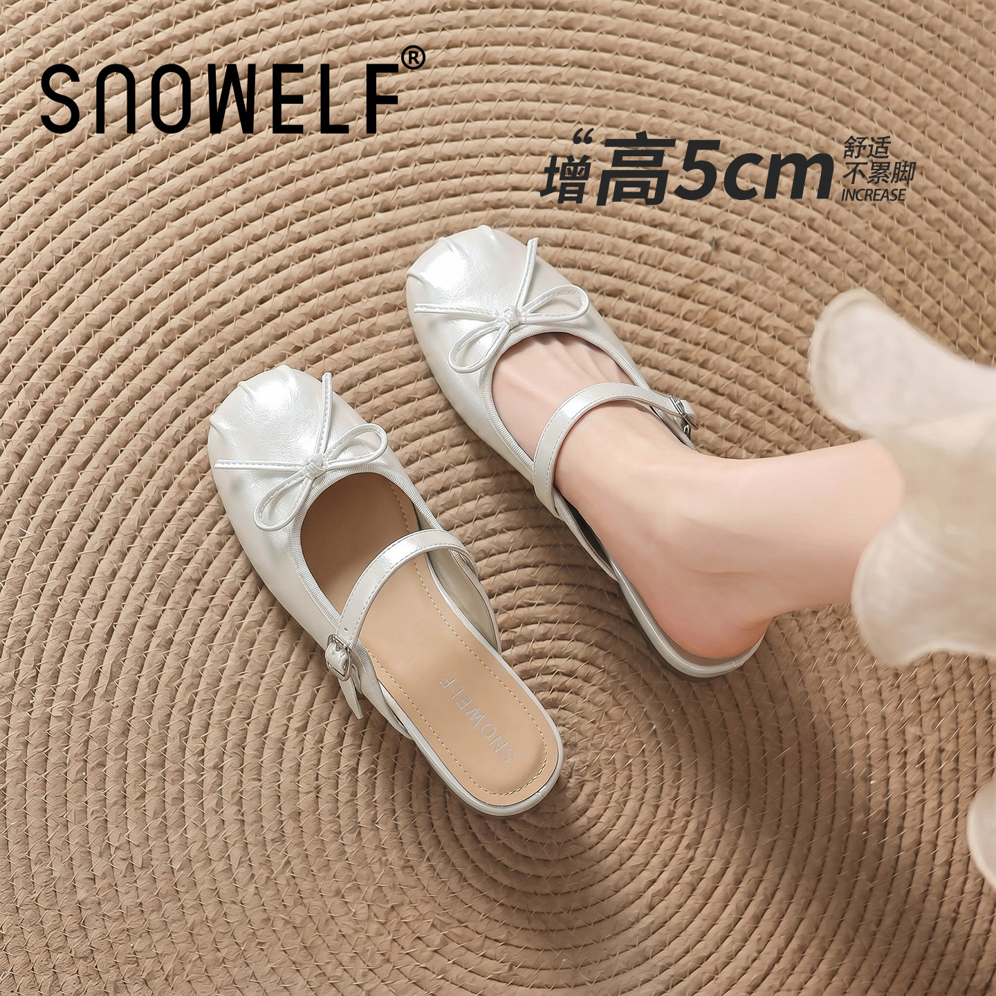 增高5cm~法式绝美玛丽珍半拖单鞋
