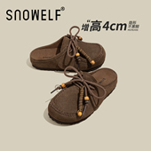 女款 外穿一脚蹬复古休闲鞋 2026新款 棕色厚底勃肯鞋 春季 拖鞋 袋鼠鞋