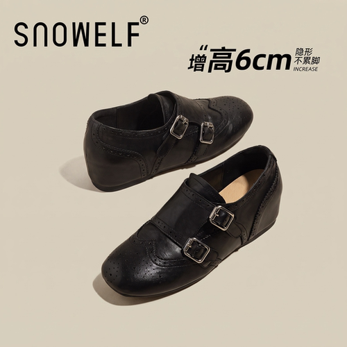 snowelf~布洛克双扣内增高孟克鞋