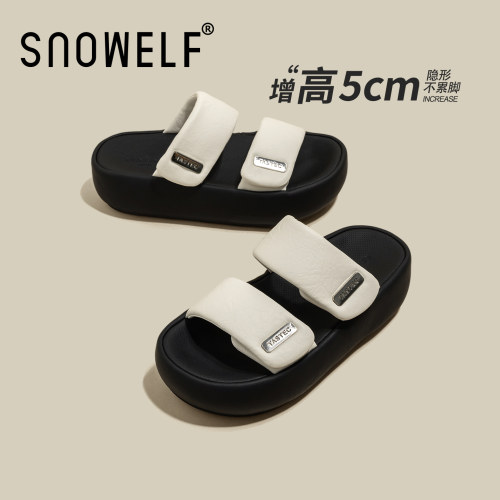 snowelf~白色厚底拖鞋休闲凉鞋