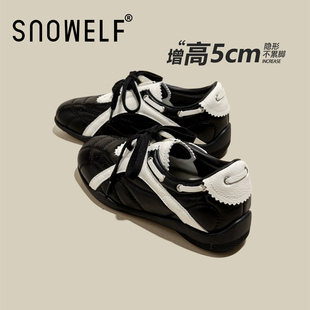 真皮复古黑色德训鞋子女2026新款春季百搭运动休闲玛丽珍厚底女鞋