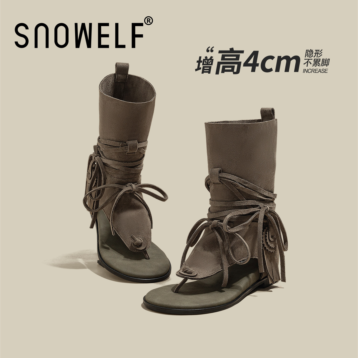 夹趾罗马凉靴女款2026新款夏季女士时装凉鞋增高厚底女鞋子人字拖