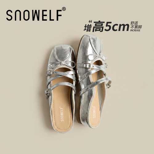 snowelf~巨好看银色色凉拖鞋