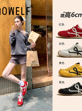 6cm德训鞋女款2026新款春季内红色鞋子增高女鞋厚底巨好看运动鞋