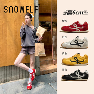 6cm德训鞋女款2026新款春季内红色鞋子增高女鞋厚底巨好看运动鞋