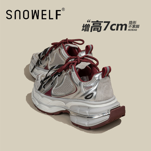 网面厚底运动鞋snowelf通勤