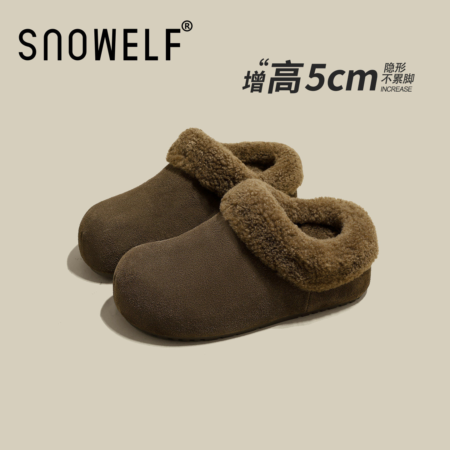 厚底勃肯鞋女2025新款冬季加绒雪地靴包头拖鞋一脚蹬小个子毛毛鞋,女鞋,勃肯鞋/软木鞋,淘宝优惠券,粉丝福利购,淘宝优惠卷