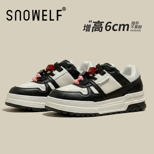 Snowelf~白鹿同款熊猫厚底小白鞋女2026新款春百搭轻便增高运动鞋