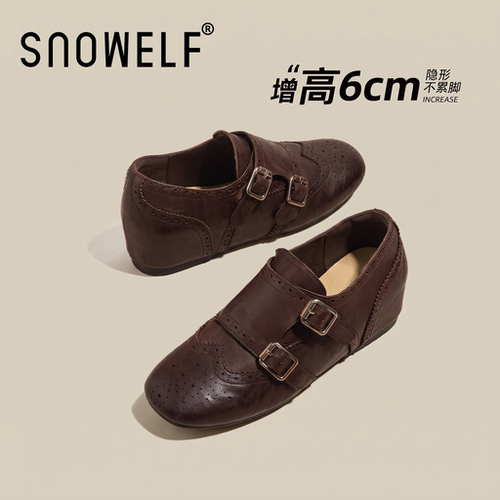 snowelf~布洛克双扣内增高孟克鞋
