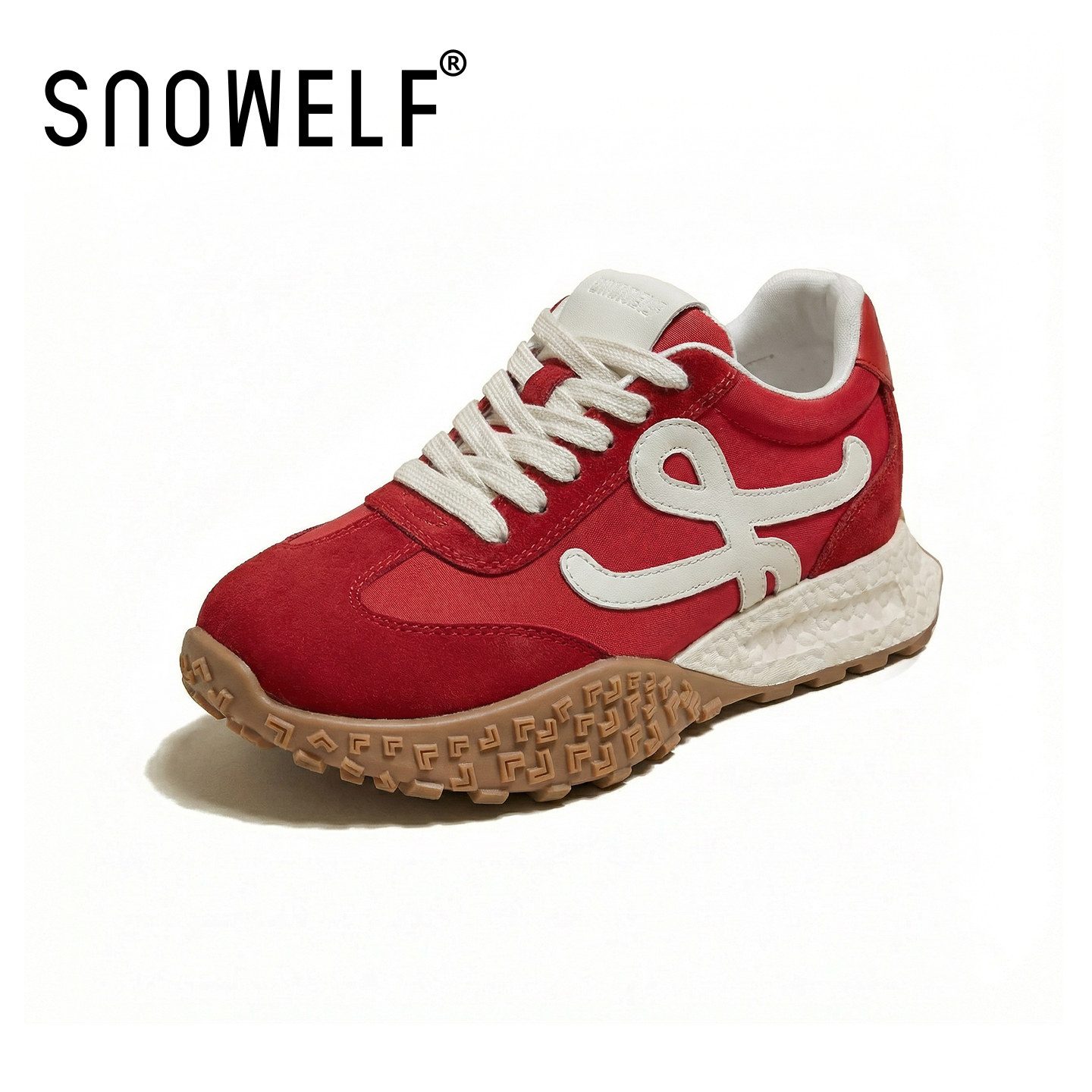 红色厚底德训鞋女款2026新款内增高女鞋春季巨好看阿甘鞋运动鞋子