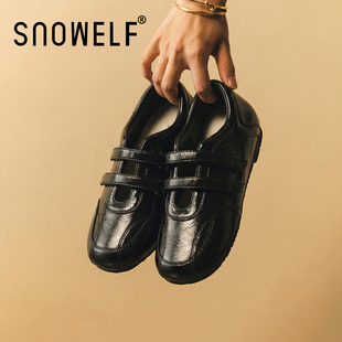 黑色单鞋女2026新款巨好看玛丽珍小皮鞋一脚蹬女鞋内增高平底鞋子