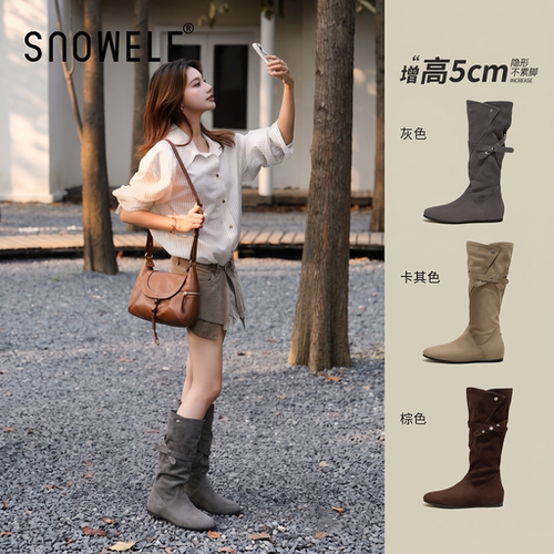 snowelf~灰色韩系绝美堆堆靴