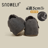 一脚蹬毛毛鞋 深灰色勃肯鞋 女鞋 超好看冬鞋 厚底增高鞋 子女2026新款