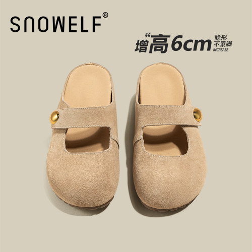 小个子增高厚底玛丽珍勃肯鞋半拖