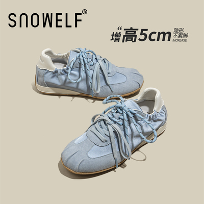 5CM增高鞋子miu系蓝色芭蕾女鞋