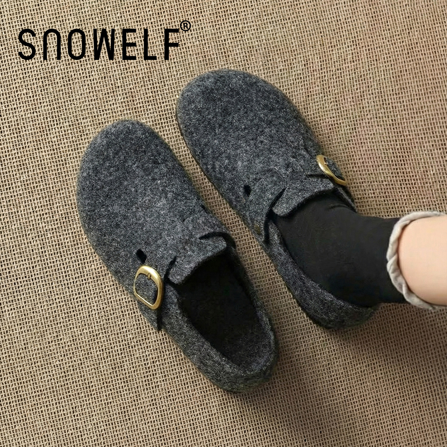 深灰色勃肯鞋女2026新款春季一脚蹬女鞋内增高软底休闲鞋厚底鞋子